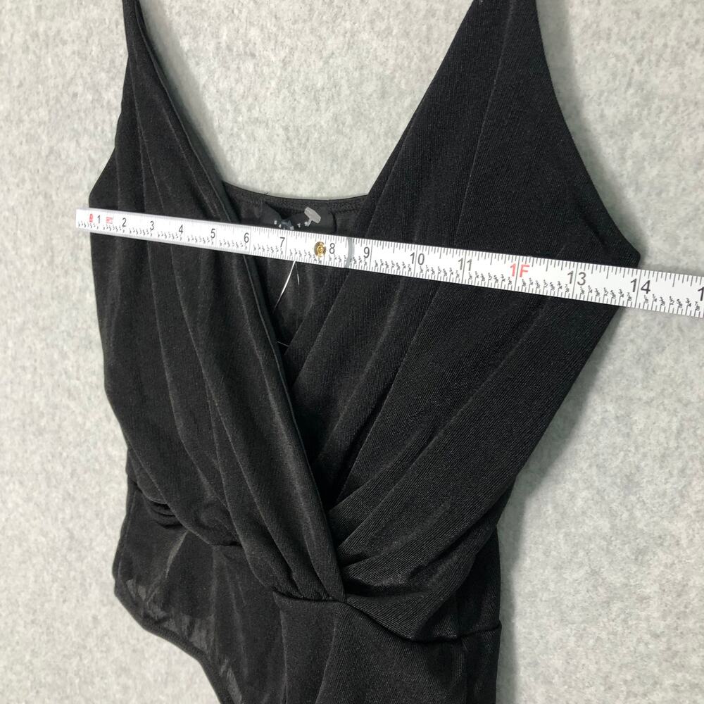 21 Saints Bodysuit Womens Black Medium Wrap Goth Sexy Festival Sleeveless Plunge - Picture 9 of 10